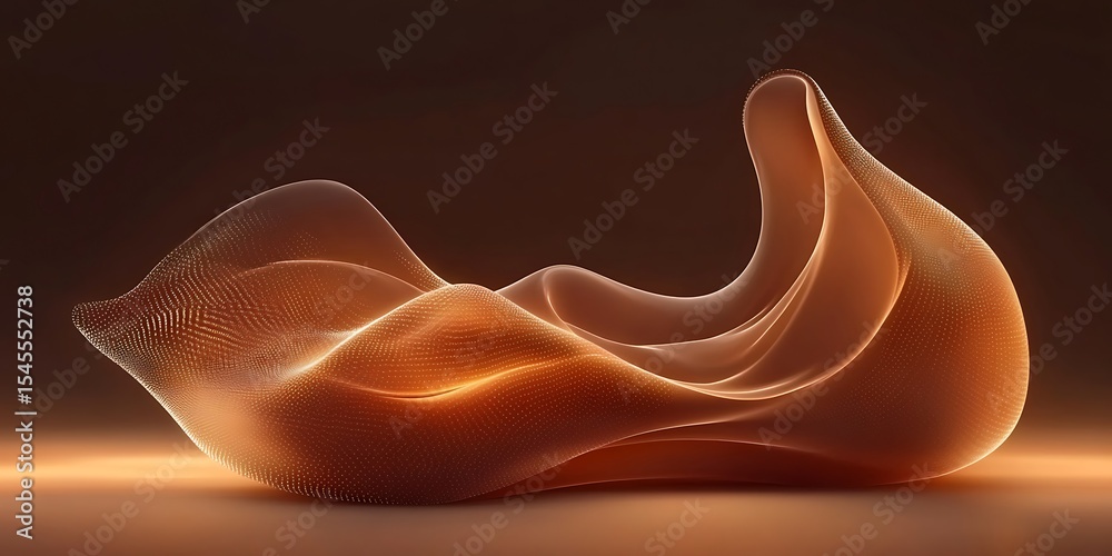 Fototapete abstract mesh waveform with a warm golden glow and flowing design