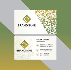 Elegant Gold Ornamental Business Card Template with Modern Layout