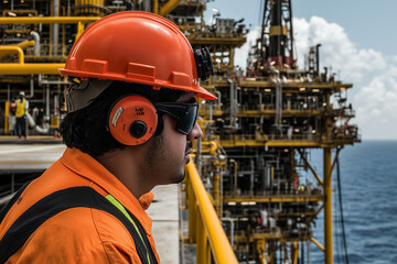 Satisfied Refinery Operator Overseeing Plant
