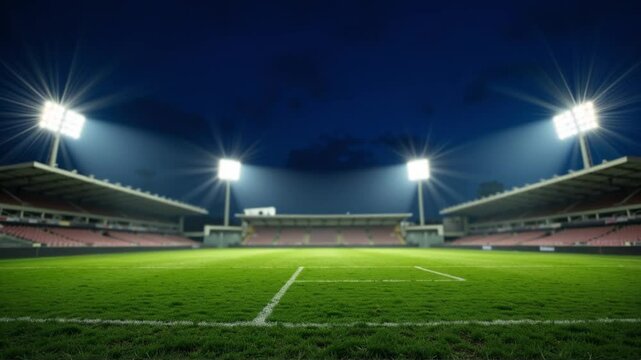 Modern sports stadium at night, ready for a night game