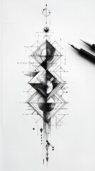 Swiss graphic designer doing sketching surreal geometry
