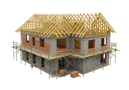 House Under Construction: Detailed Model of a Two-Story Building
