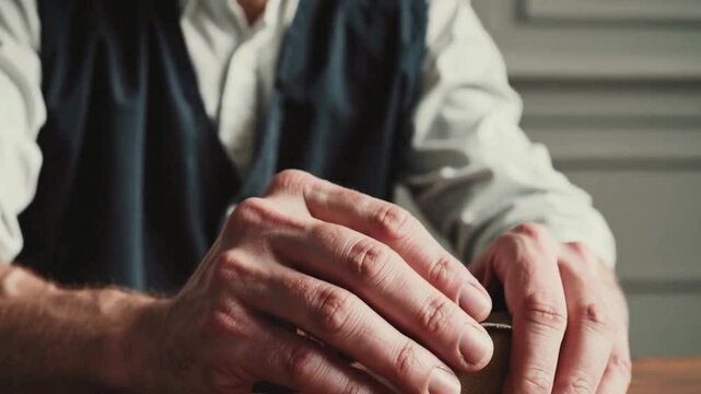 Weathered craftsman hands 