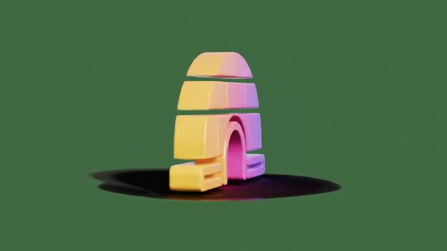 Stylized 3D Igloo Icon with Gradient Coloring on a Solid Green Background