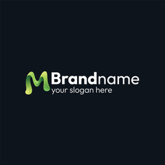 Fototapeta premium Abstract Green Gradient Letter M Secondary Logo Vector Design for Dynamic Brand Identity and Innovative Company Slogan, Ready for Digital and Print Projects
