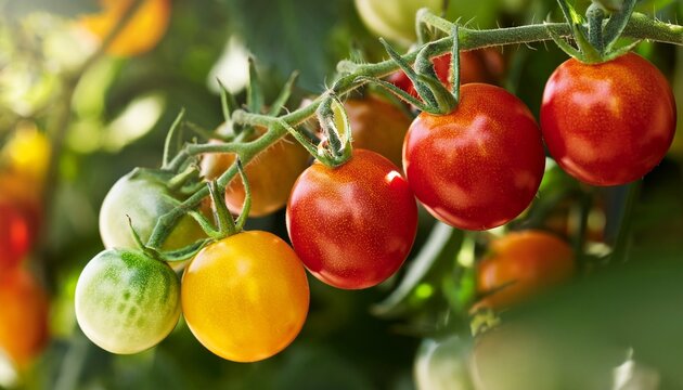 heirloom cherry tomatoes growing on the vine - Powered by Adobe