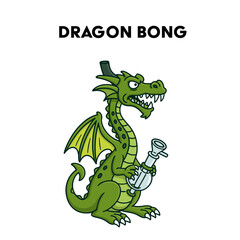 Cartoon Dragon Bong – Green Fantasy Cannabis Pipe Illustration