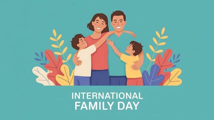 Happy family day illustration with parents and children
