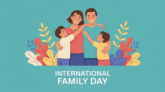 Happy family day illustration with parents and children