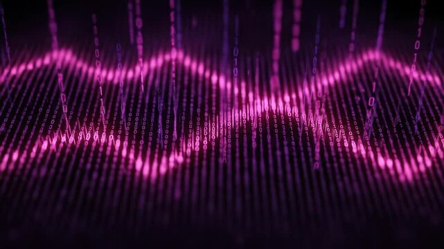 Pink binary code abstract background for technology, data, and digital concepts.