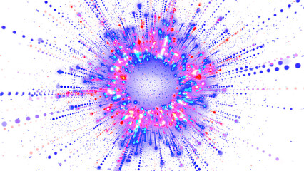 Abstract Exploding Fireworks Display of Blue and Red Lights