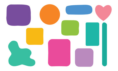 Creative crayon style abstract shapes in flat layout ideal for posters cards and stock graphics unique design Pro.