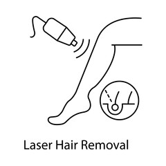  Laser Hair Removal Laser Device Representing Long-Term Hair Reduction and Smooth Skin icon with editable stroke.