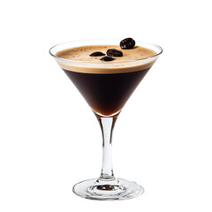 Espresso Martini in a Glass Garnished with Coffee Beans