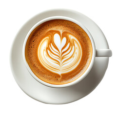 Top View of a Cup of Coffee with Latte Art