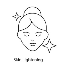 Skin Lightening Sparkles Representing Brighter, Clearer Complexion icon with editable stroke.