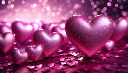 Fototapeta premium pink sparkling hearts wallpaper