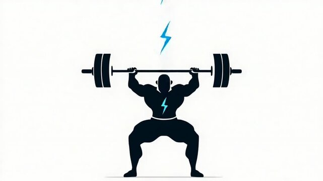Weightlifting Silhouette Lifting Barbell with Energy Graphic