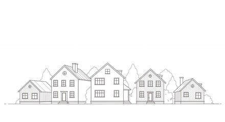 Line drawing of houses