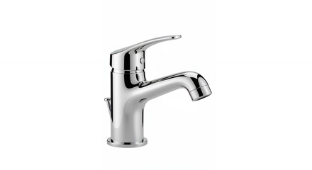 Modern chrome faucet isolated on white background
