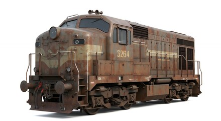 Obraz premium Rusty vintage train engine illustration