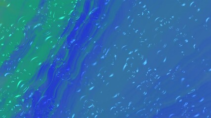 Green Blue Gradient glossy liquid abstract background with blue green wave pattern and bubble texture