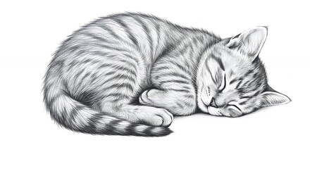 Sleeping kitten illustration