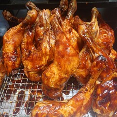 grilled chicken leg with barbecue sauce