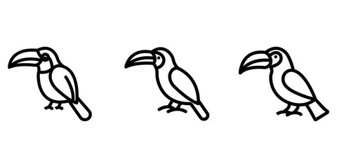 toucan outline or line icon design bundle.