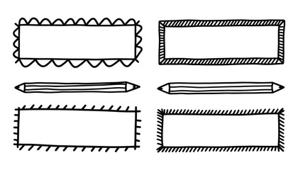 A set of hand drawn doodle frames and borders. Perfect for adding a playful touch to your designs. Includes various shapes and styles.