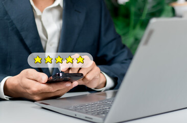 Online customer satisfaction Survey service concept, client rate service from experience in...