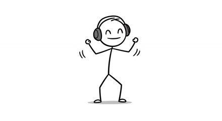Fototapeta premium Stick figure dancing with headphones