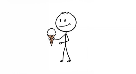 Stick figure eating ice cream