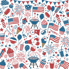 Obraz premium 4th of July Independence Day Celebration Elements Vector White color background