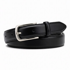 Men's black belt isolated on white background.