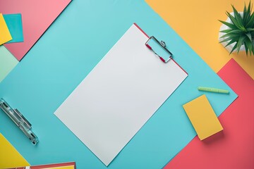 High Resolution Visual of Concept of Different Office Accessories Paper with Clip