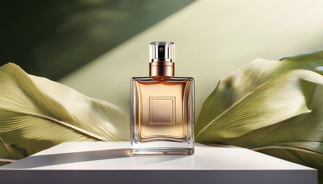 mock up of minimal elegant perfume bottle stylish parfumerie banner ai generative