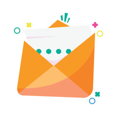 Vector flat illustration of a colorful cute envelope icon, perfect for messaging, UI/UX design, newsletter concept, email interface, digital communication, or mobile app elements. Simple and modern de