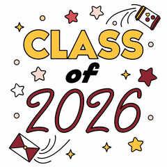 Obraz premium Class of 2026 graduation design cute stars and envelope