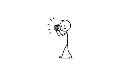 Stick figure taking photograph