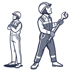 Professional mechanic worker cartoon illustration transparent background