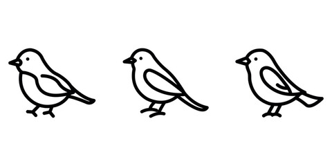 robin-bird outline or line icon design bundle.