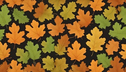 Seamless pattern of autumn leaves in warm hues, ideal for a cozy fall background