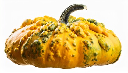 yellow warty pumpkin isolated cutout on transparent