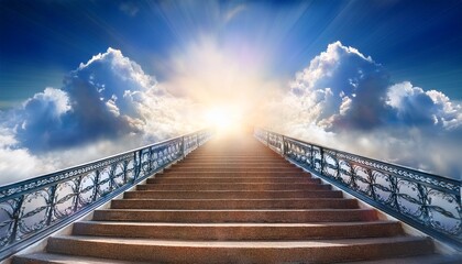 Fototapeta premium stairway leading up to heavenly sky toward the light