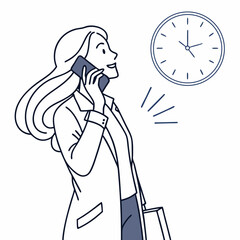Businesswoman on phone call checking time management