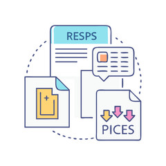 Professional vector illustration of documents and data on transparent background
