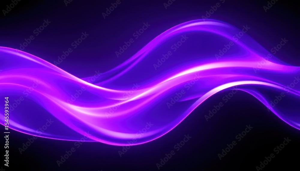 Fototapete abstract rendering of luminous purple waves against a dark background