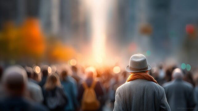 Urban crowd scene city streets people modern life busy environment observational viewpoint human connection