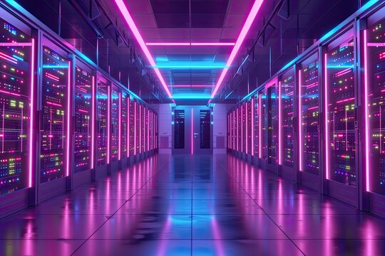 High Detail Image of Data Server Banner for Cloud Storage and Network Infrastructure